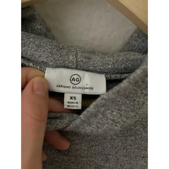 AG Jeans 100% Cotton Puff Sleeve Hoodie Heathered Gray XS Cottagecore Soft Girl - Picture 5 of 8